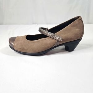 Naot Brown and Bronze Mary Jane Flats